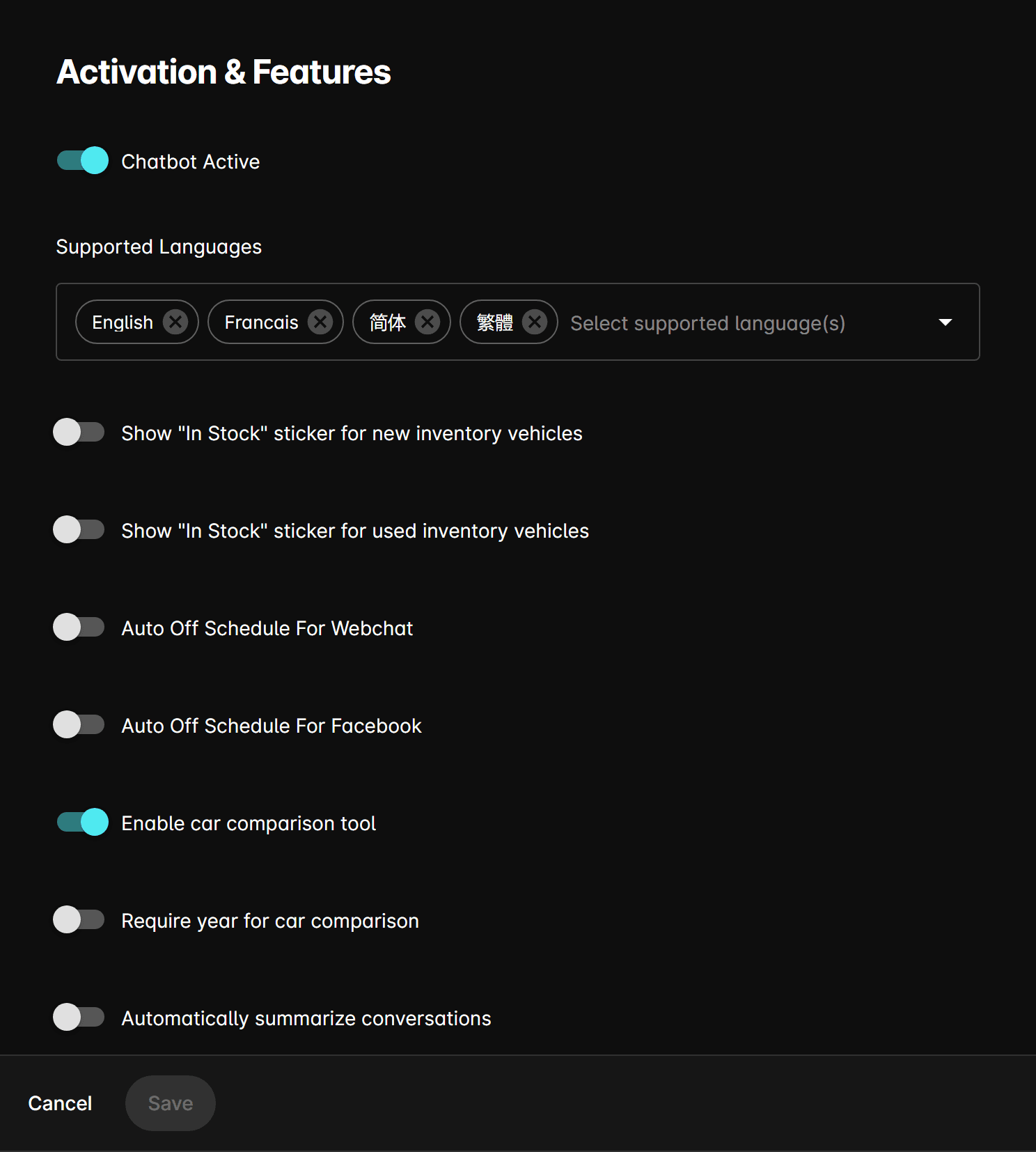 Activation and Features form