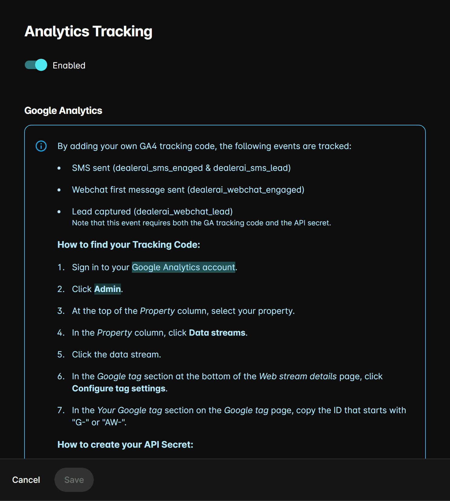 Analytics Tracking form